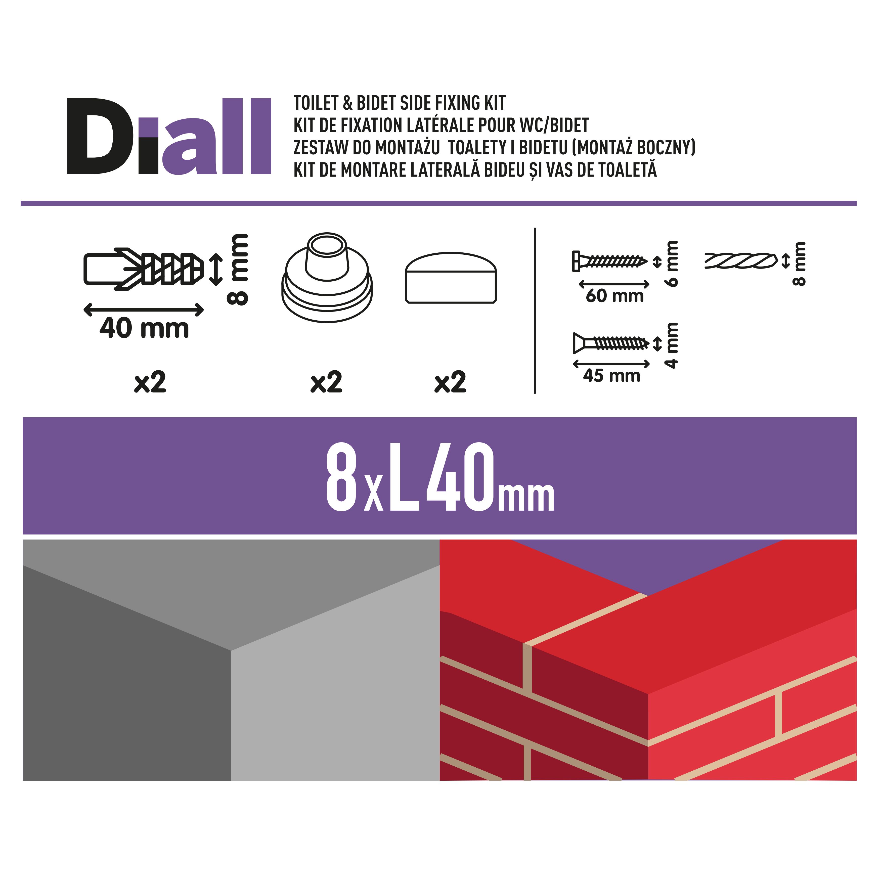 Diall 10 piece Side Toilet Fixing kit
