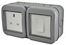 Diall 13A Grey Double Outdoor Switched Socket & 2 way single switch