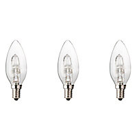 Diall 30W Candle Halogen Dimmable Light bulb, Pack of 3