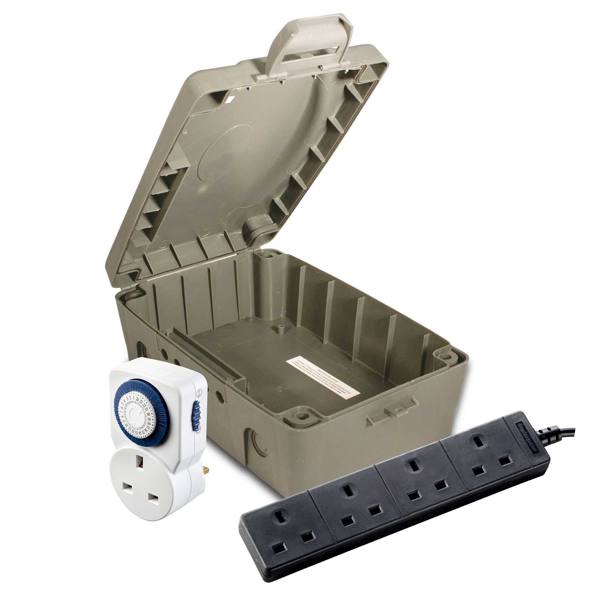 Diall 4 socket 13A Grey Extension lead, 8m