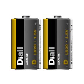 Diall Alkaline D (LR20) Battery, Pack of 2