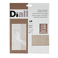 Diall Aluminium oxide Assorted Hand sanding sheets, Pack of 4