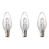 Diall B15 19W Candle Halogen Dimmable Light bulb, Pack of 3
