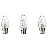 Diall B22 19W Candle Halogen Dimmable Light bulb, Pack of 3