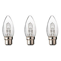 Diall B22 46W Candle Halogen Dimmable Light bulb, Pack of 3