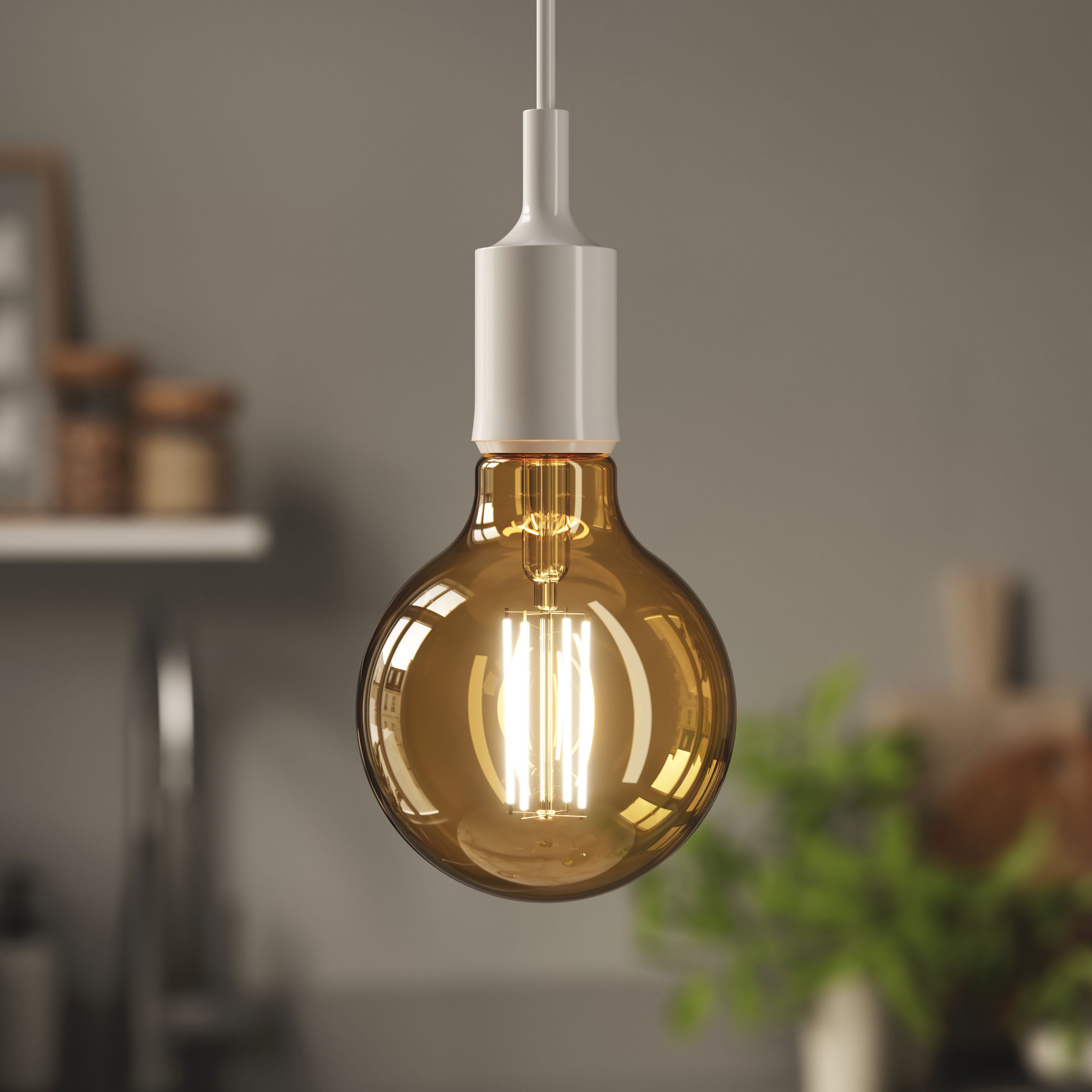 Diall B22 5.5W 470lm 330° Amber Globe Warm white LED Filament Light bulb