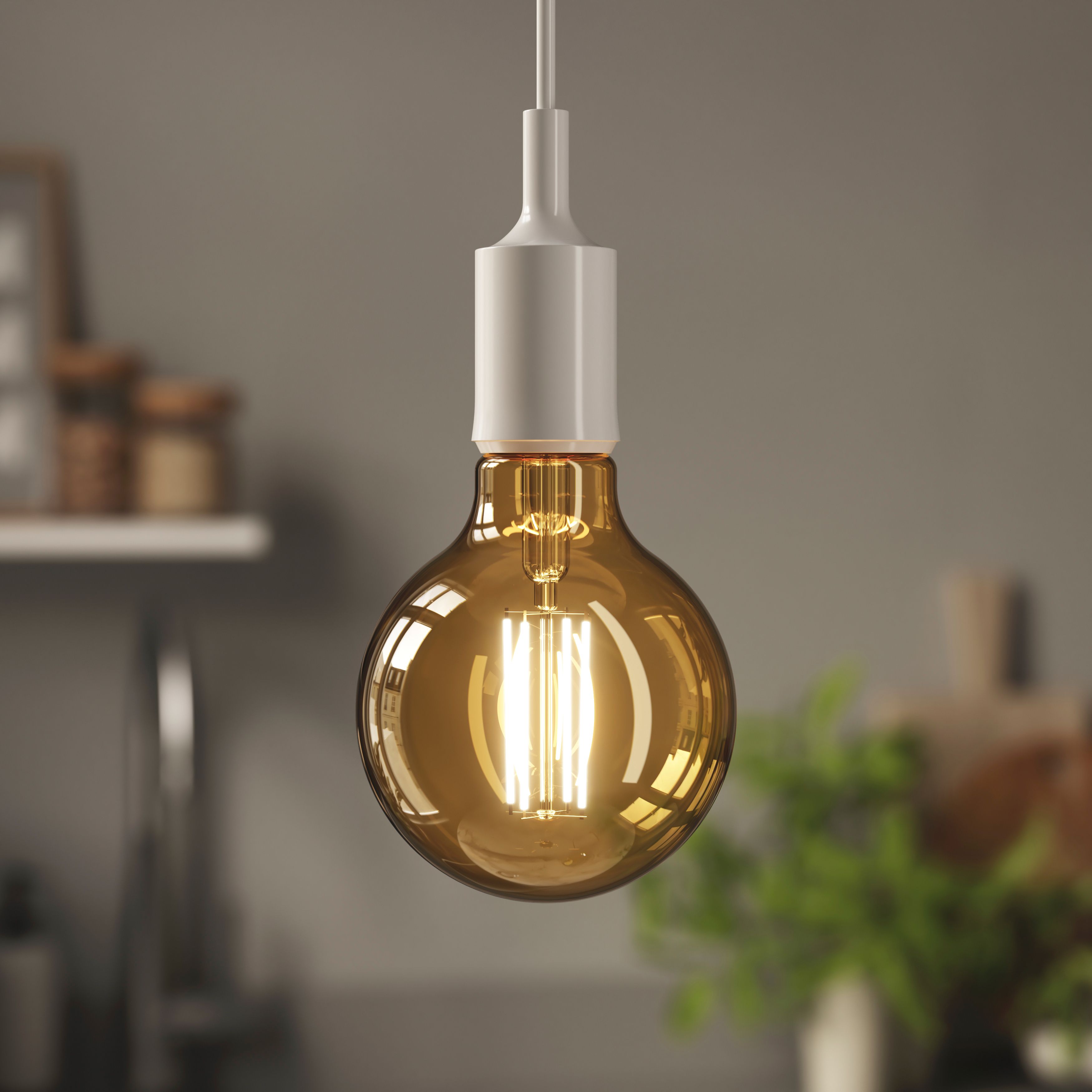 Diall B22 5.5W 470lm 330° Amber Globe Warm white LED Filament Light bulb