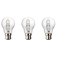 Diall B22 57W Classic Halogen Dimmable Light bulb, Pack of 3