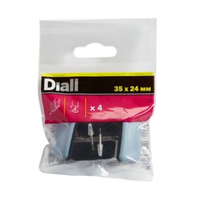 Diall Black & grey Metal & PTFE Nail-in glide, Pack of 4