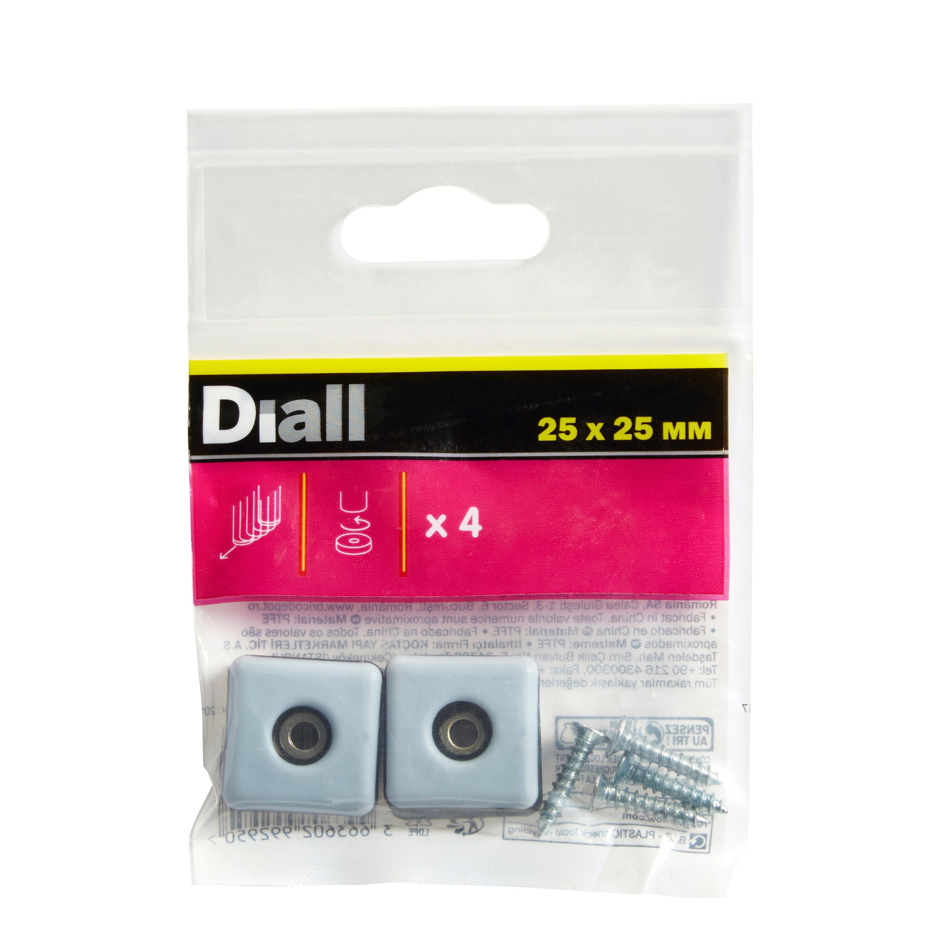 Diall Black & grey PTFE Nail-in glide, Pack of 4