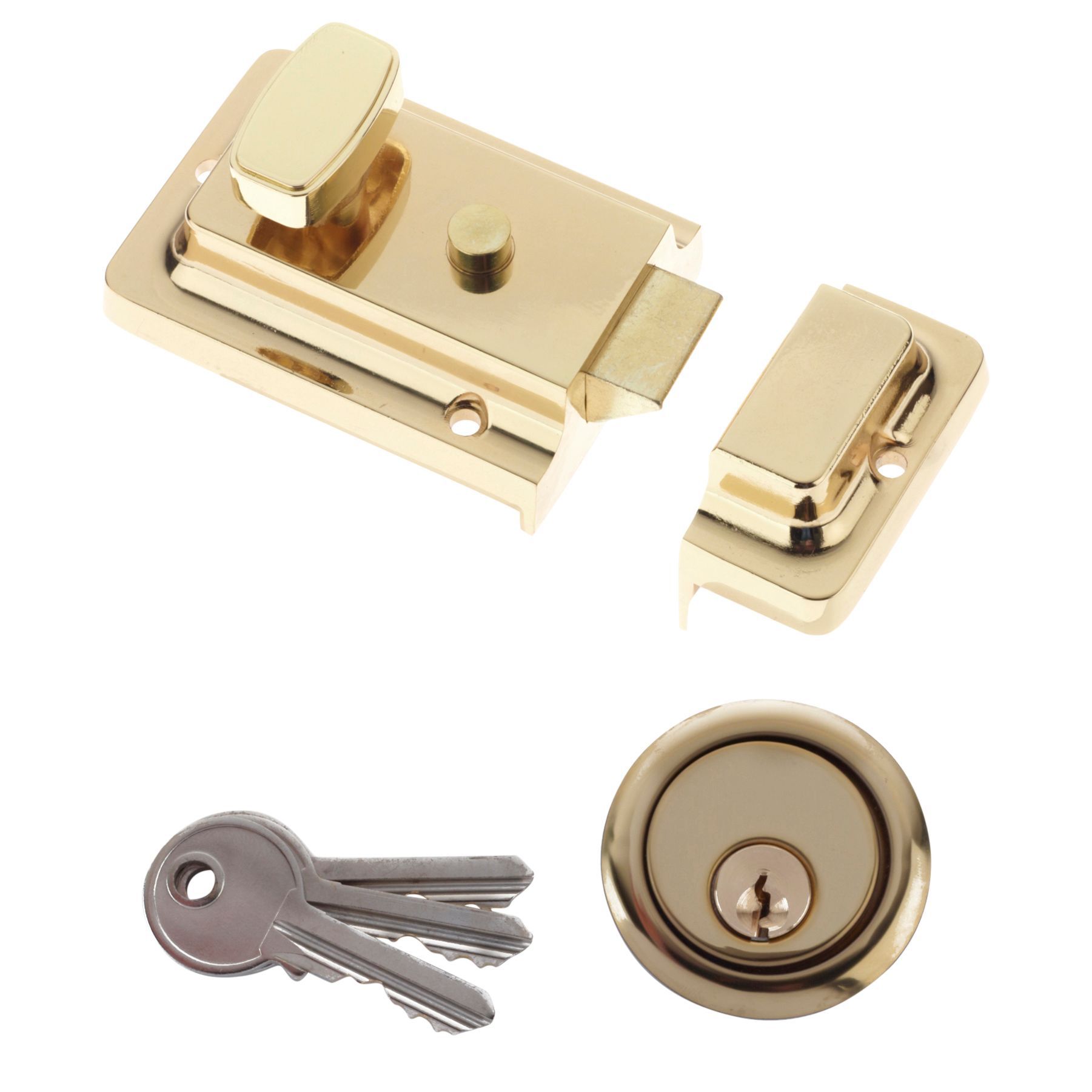 Diall Brass effect Deadlock Night latch, (H)62mm (W)90mm