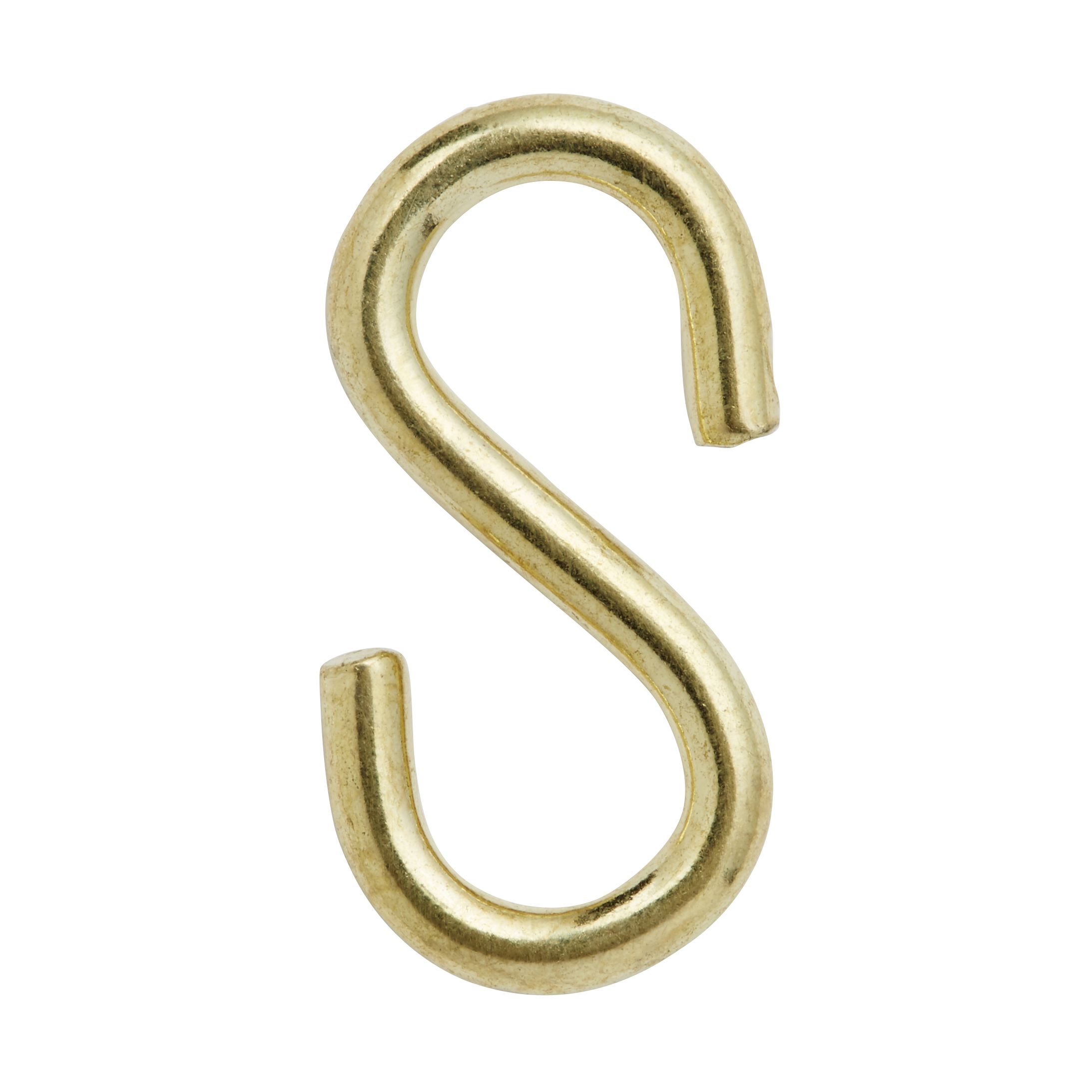 Diall Brass-plated Steel S-hook, Pack of 4