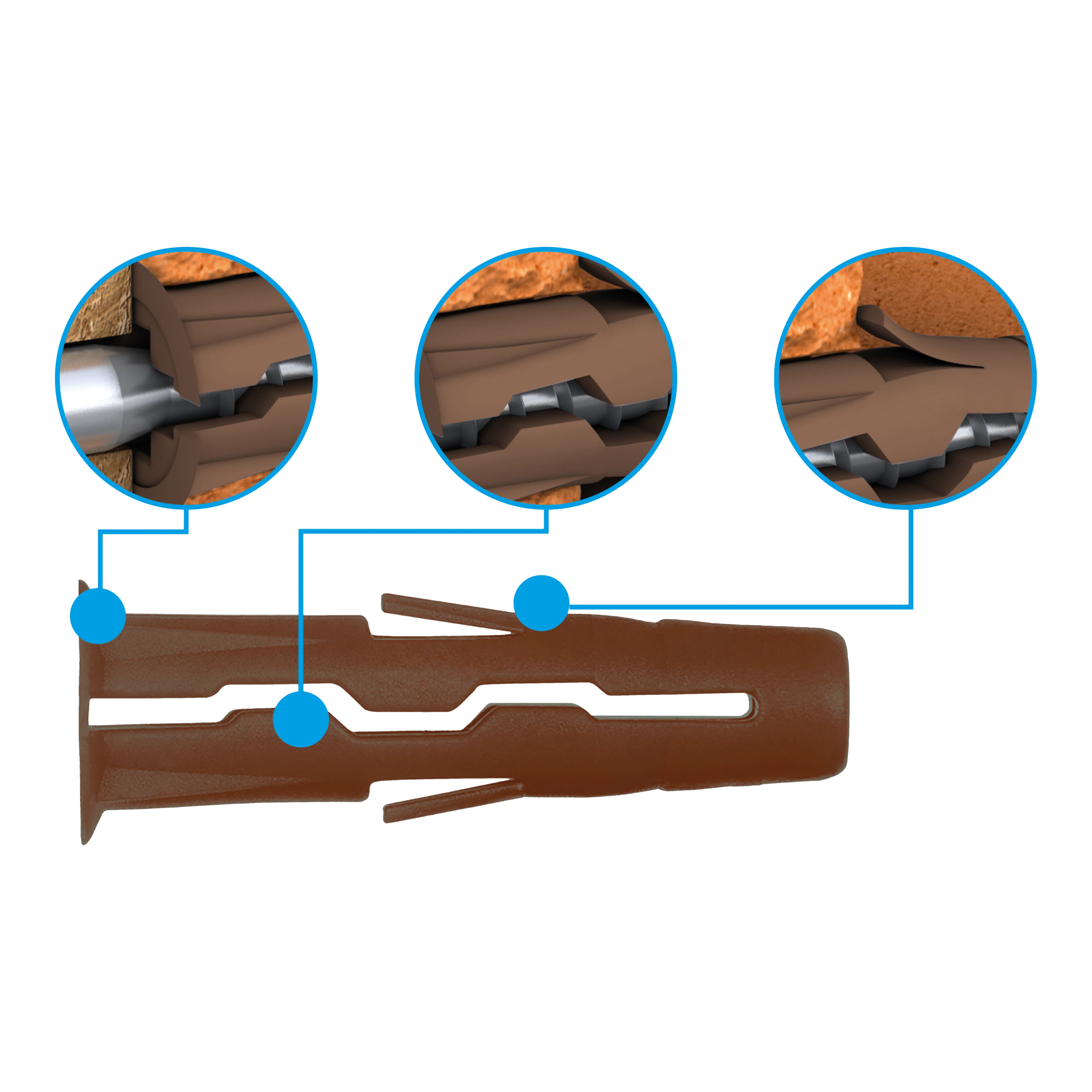 Diall Brown L Hook with wall plug (Dia)7mm (L)30mm, Pack of 2
