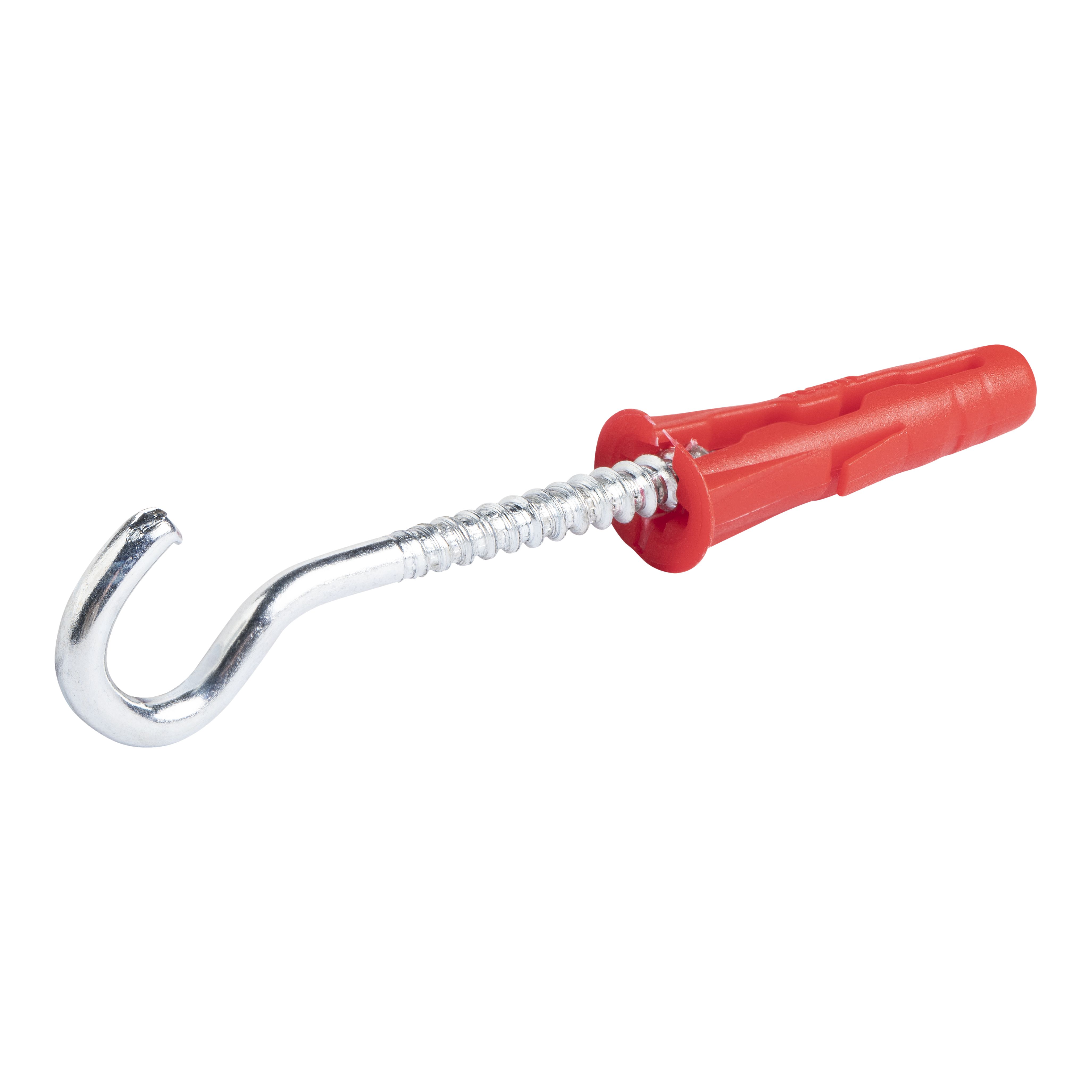 Diall C hook with wall plug (Dia)6mm (L)28mm, Pack of 2