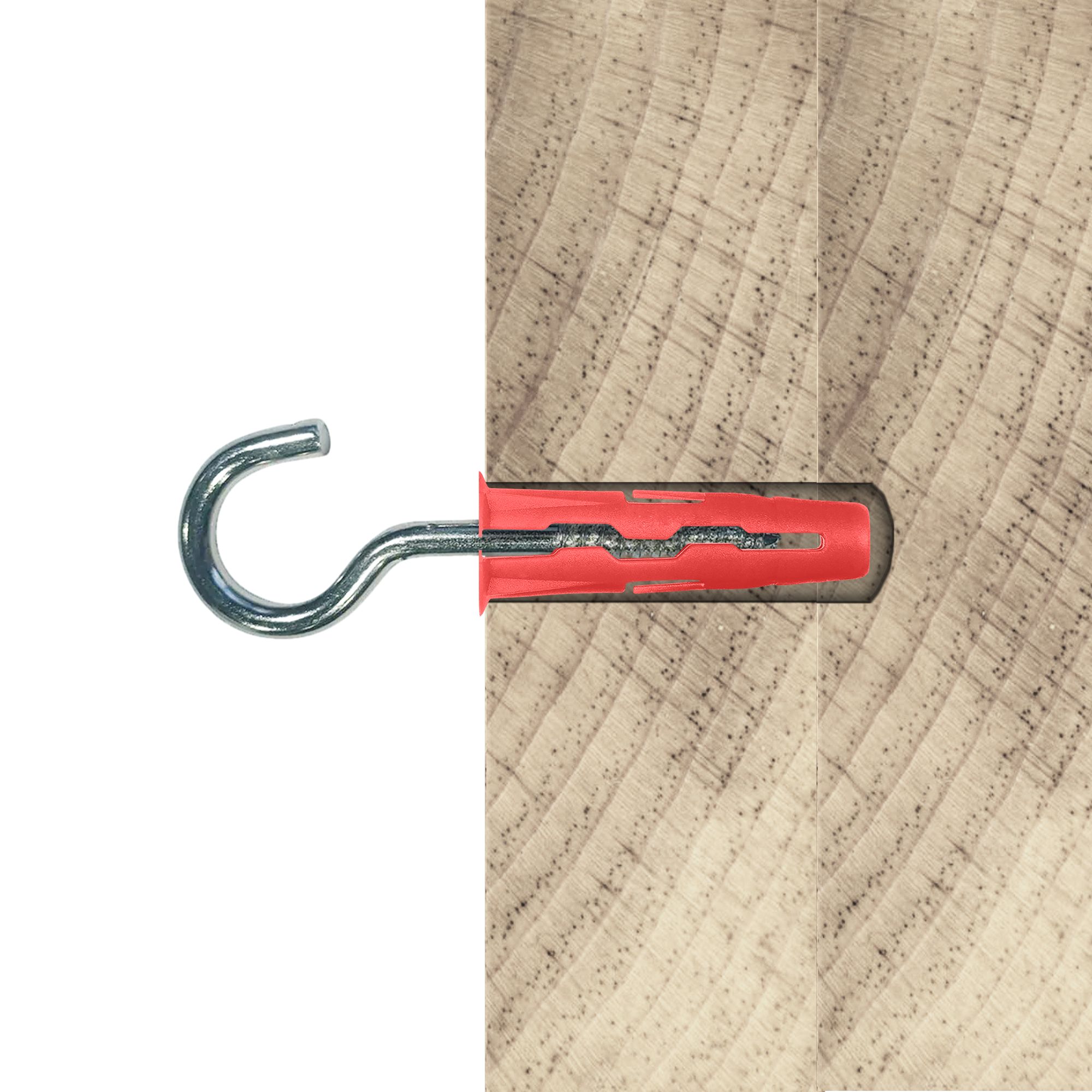 Diall C hook with wall plug (Dia)6mm (L)28mm, Pack of 2