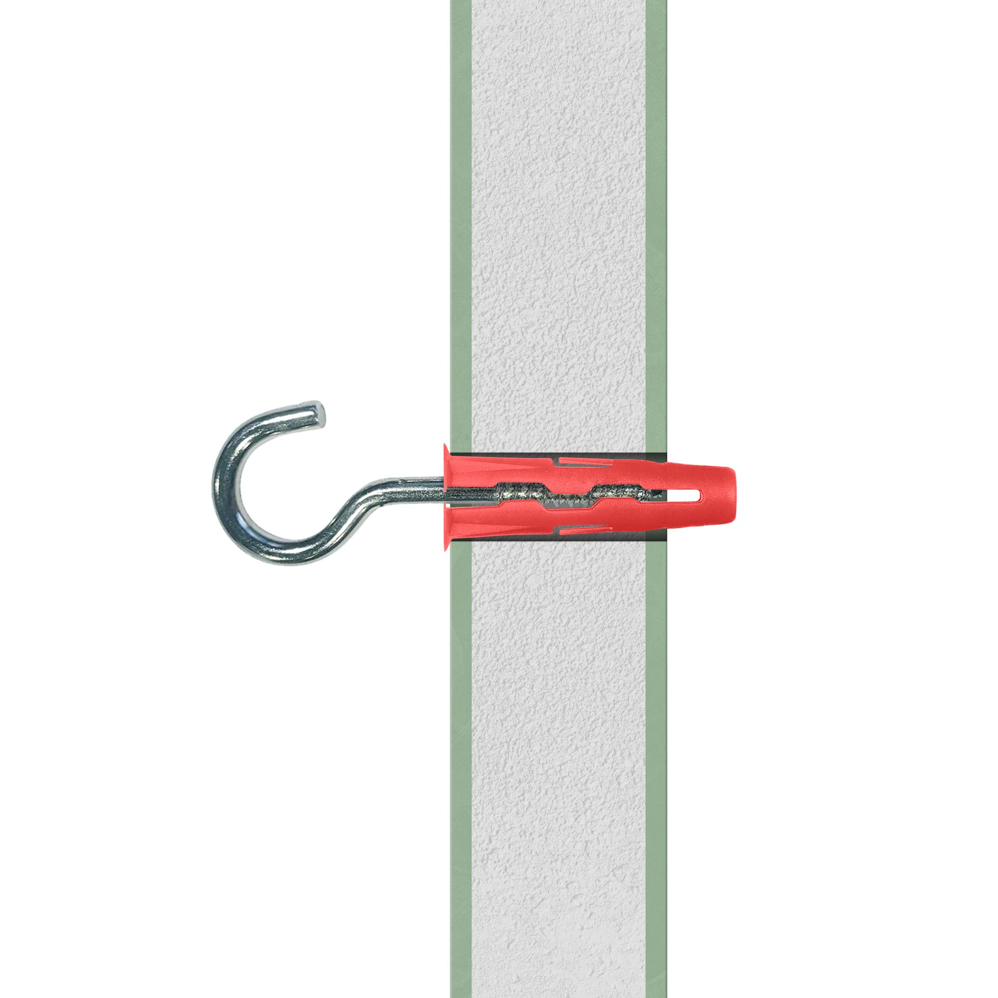 Diall C hook with wall plug (Dia)6mm (L)28mm, Pack of 2