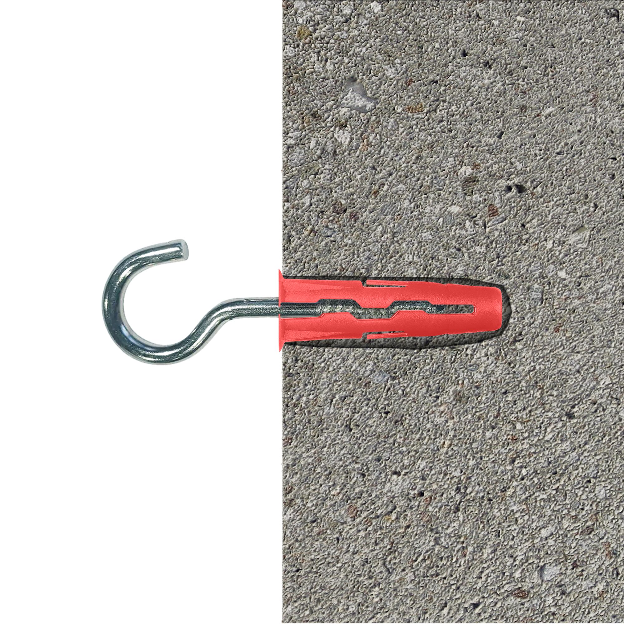 Diall C hook with wall plug (Dia)6mm (L)28mm, Pack of 2