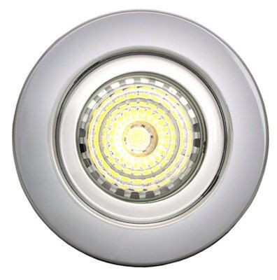 Diall Chrome effect Non adjustable LED Fire rated Cool white Downlight 5W IP65 Tradepoint