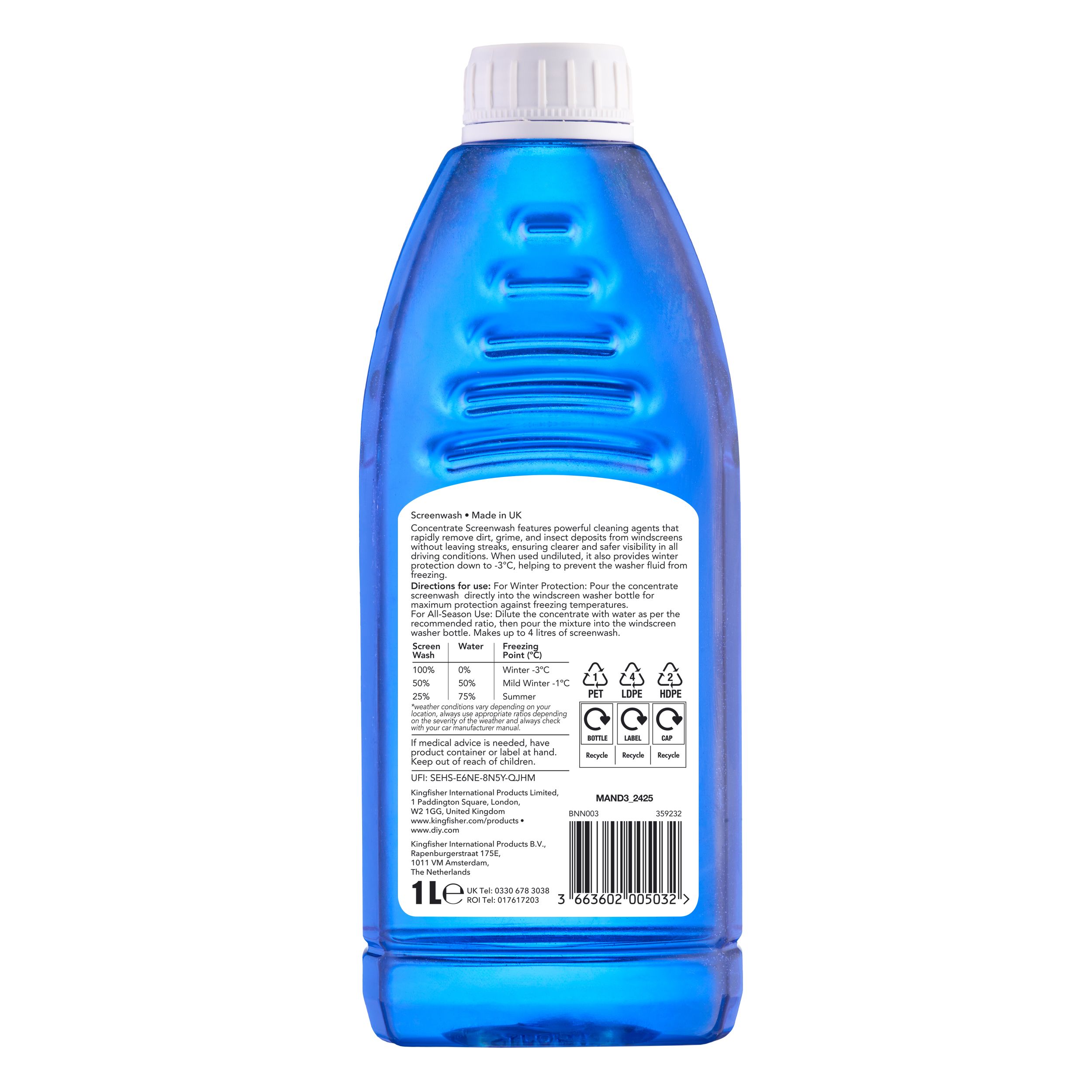 Diall Concentrated Screenwash, 1L Jerry can
