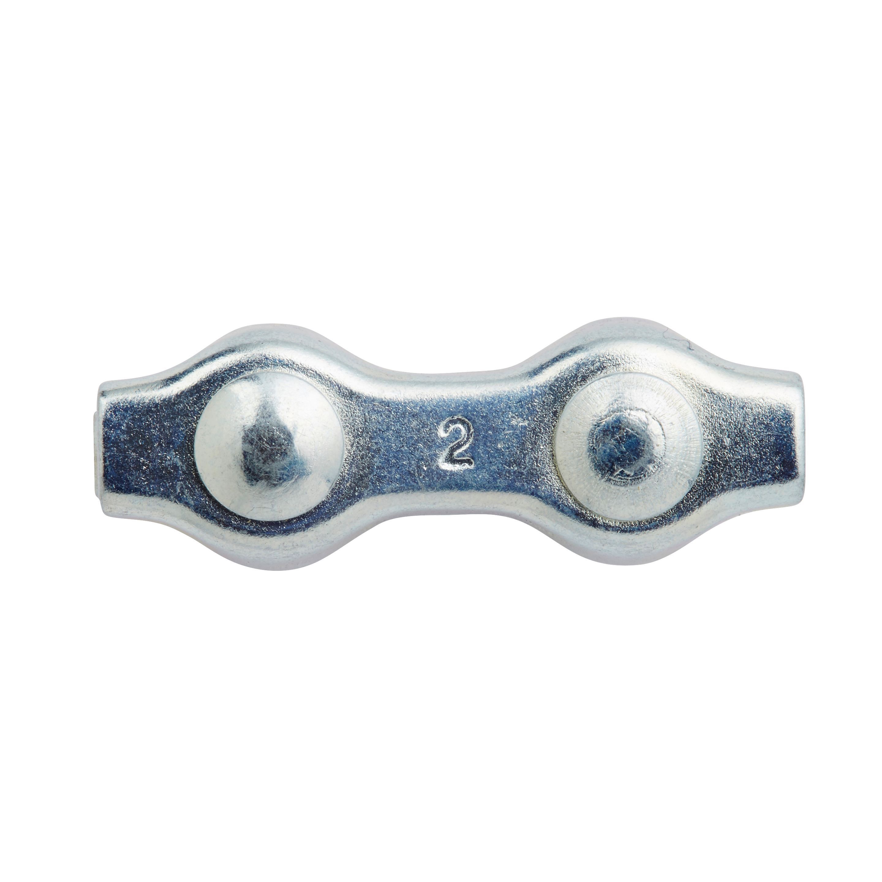 Diall Duplex Zinc-plated Steel Wire rope clamp (L)90mm, Pack of 2