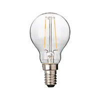 Diall E14 2W 250lm Mini globe LED filament Light bulb