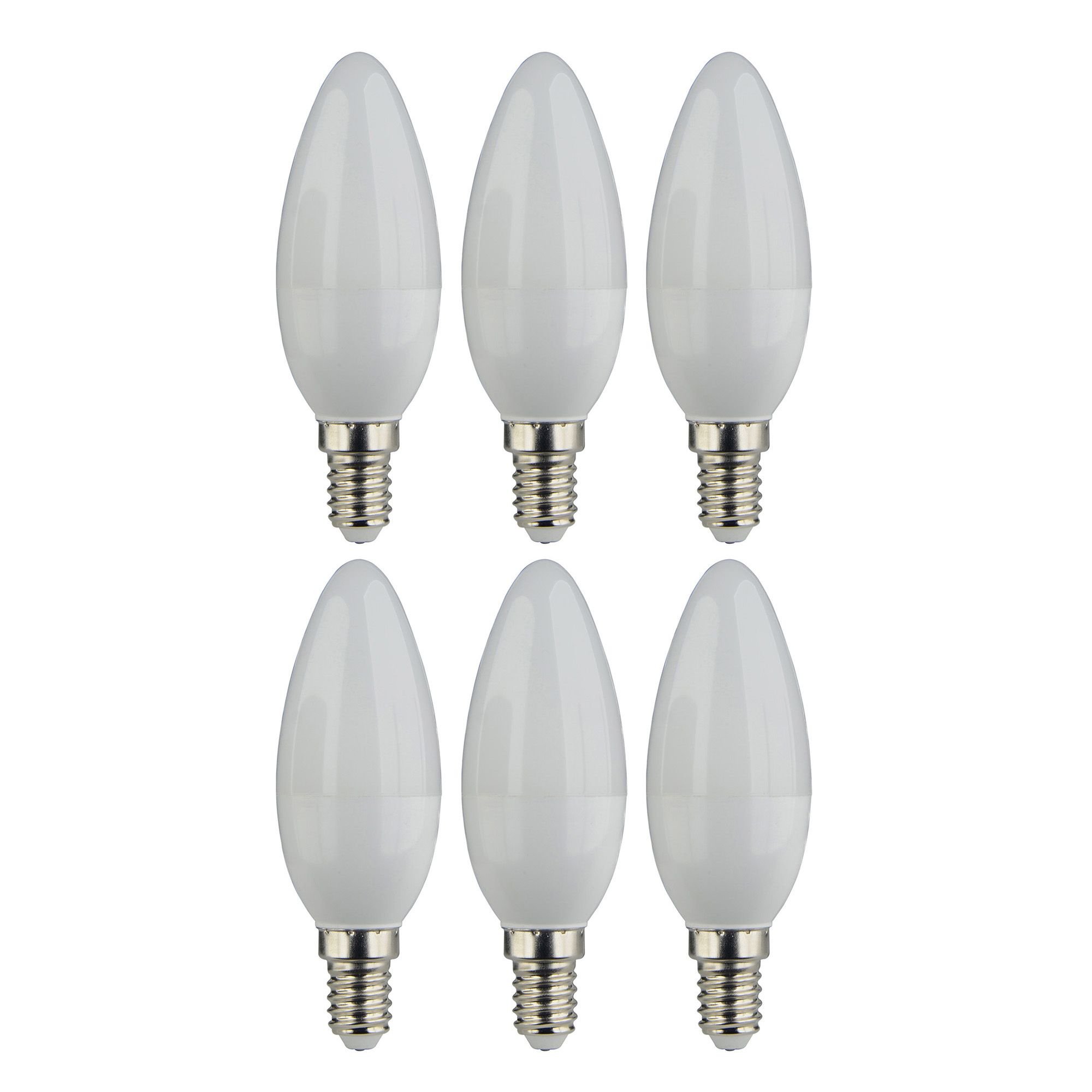 Diall E14 4.2W 470lm Frosted Candle Warm white LED Light bulb, Pack of 6
