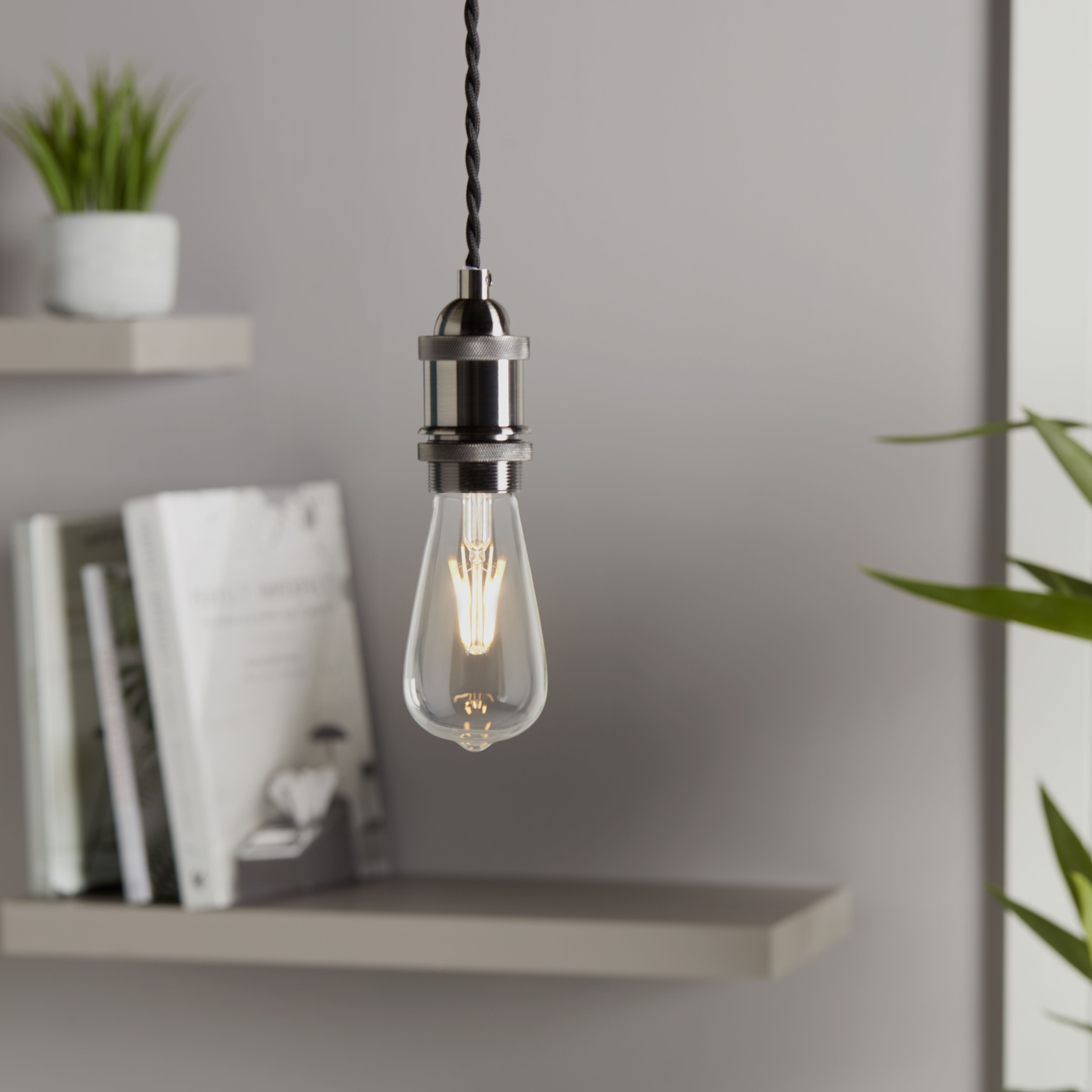 Diall E27 3.4W 470lm Clear ST64 Warm white LED filament Light bulb