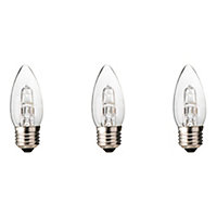 Diall E27 30W Candle Halogen Dimmable Light bulb, Pack of 3