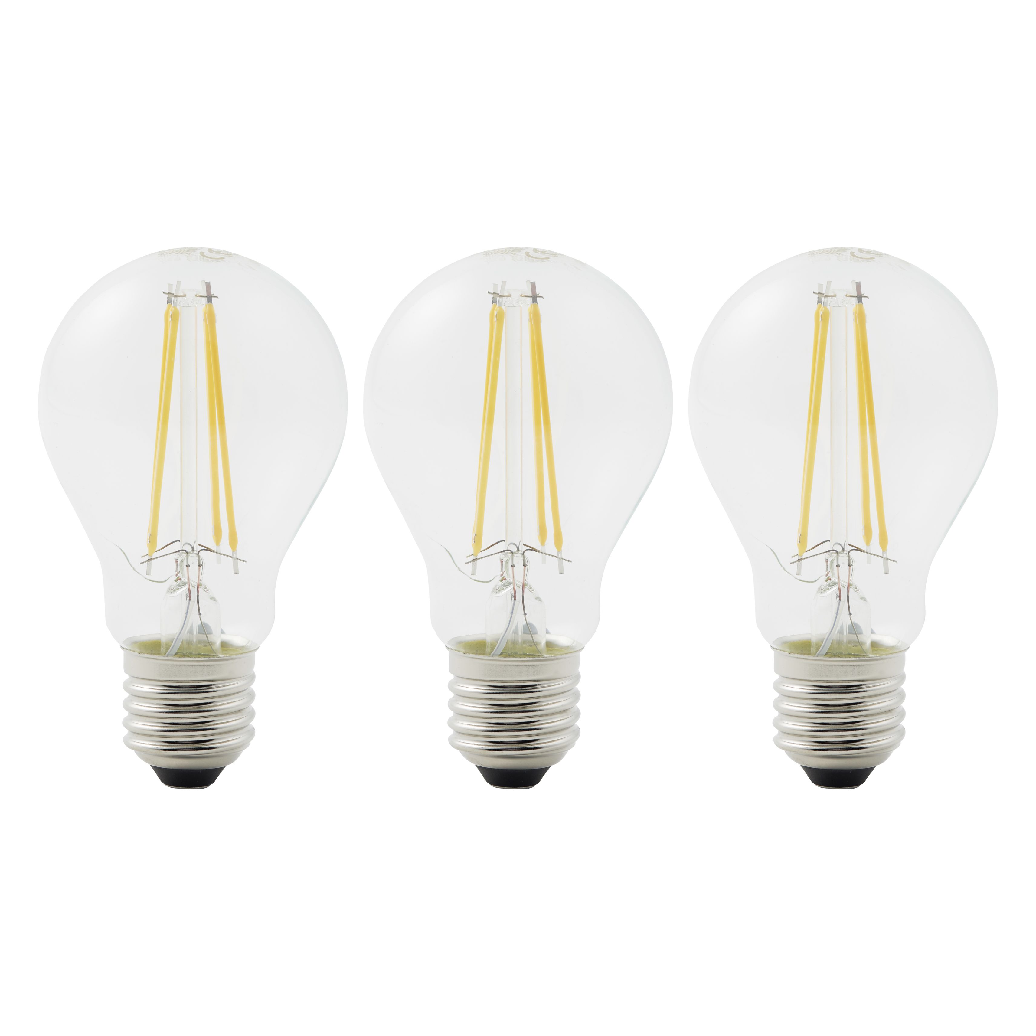 Diall E27 5.9W 806lm Clear GLS Warm white LED filament Dimmable Filament Light bulb, Pack of 3