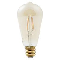 Diall E27 6W 470lm ST64 Warm white LED Filament Light bulb