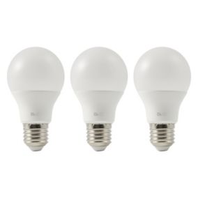 Diall E27 7.3W 806lm White A60 Warm white LED Light bulb, (D)6cm, Pack of 3