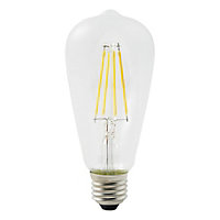 Diall E27 7W 806lm ST64 Warm white LED Filament Light bulb
