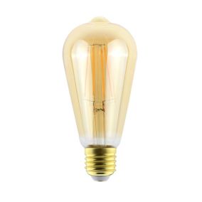 Diall E27 8.5W 806lm 330° Amber ST64 Warm white LED Filament Light bulb