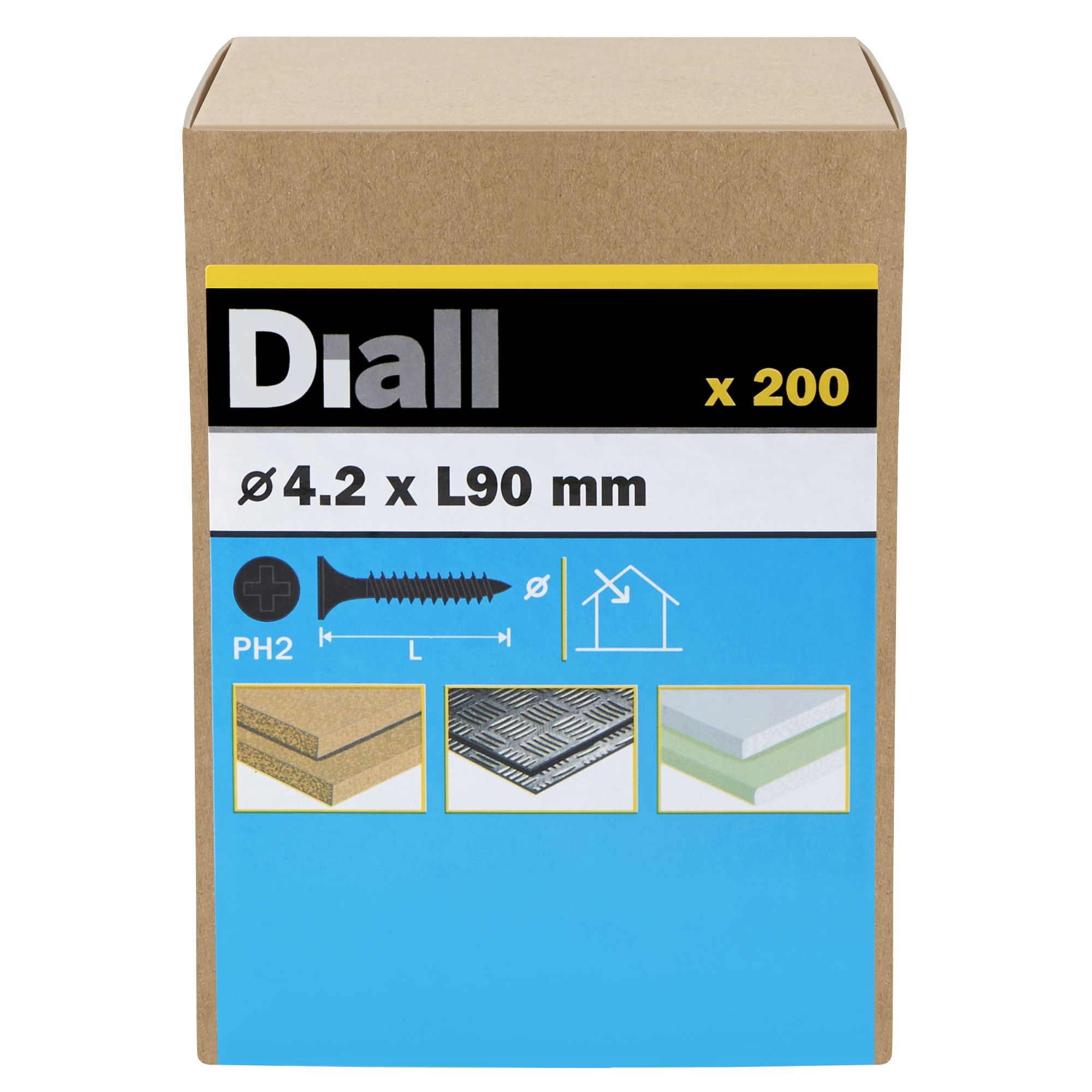 Diall Fine Metal & wood Plasterboard screw (Dia)4.2mm (L)90mm, Pack of 200