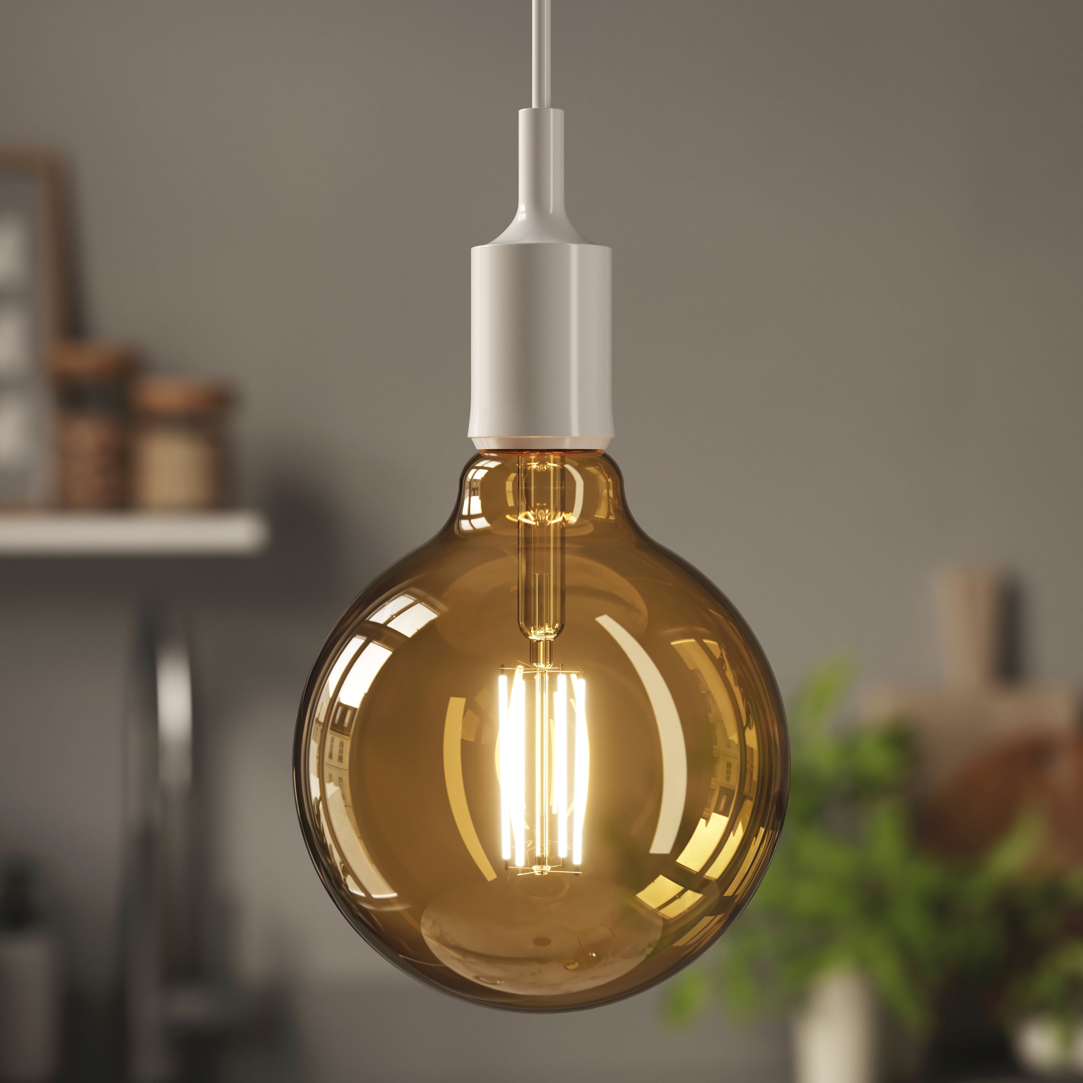 Diall G125 B22 8.5W 806lm Amber Globe Warm white LED Filament Light bulb