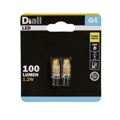 Diall G4 100lm Warm white LED Light bulb, Pack of 2