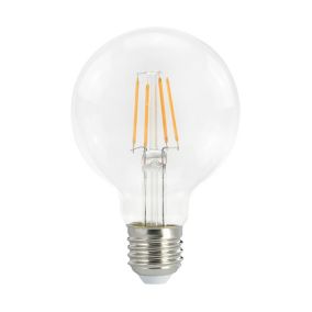 Diall G80 E27 3.4W 470lm Clear Globe Warm white LED Filament Light bulb