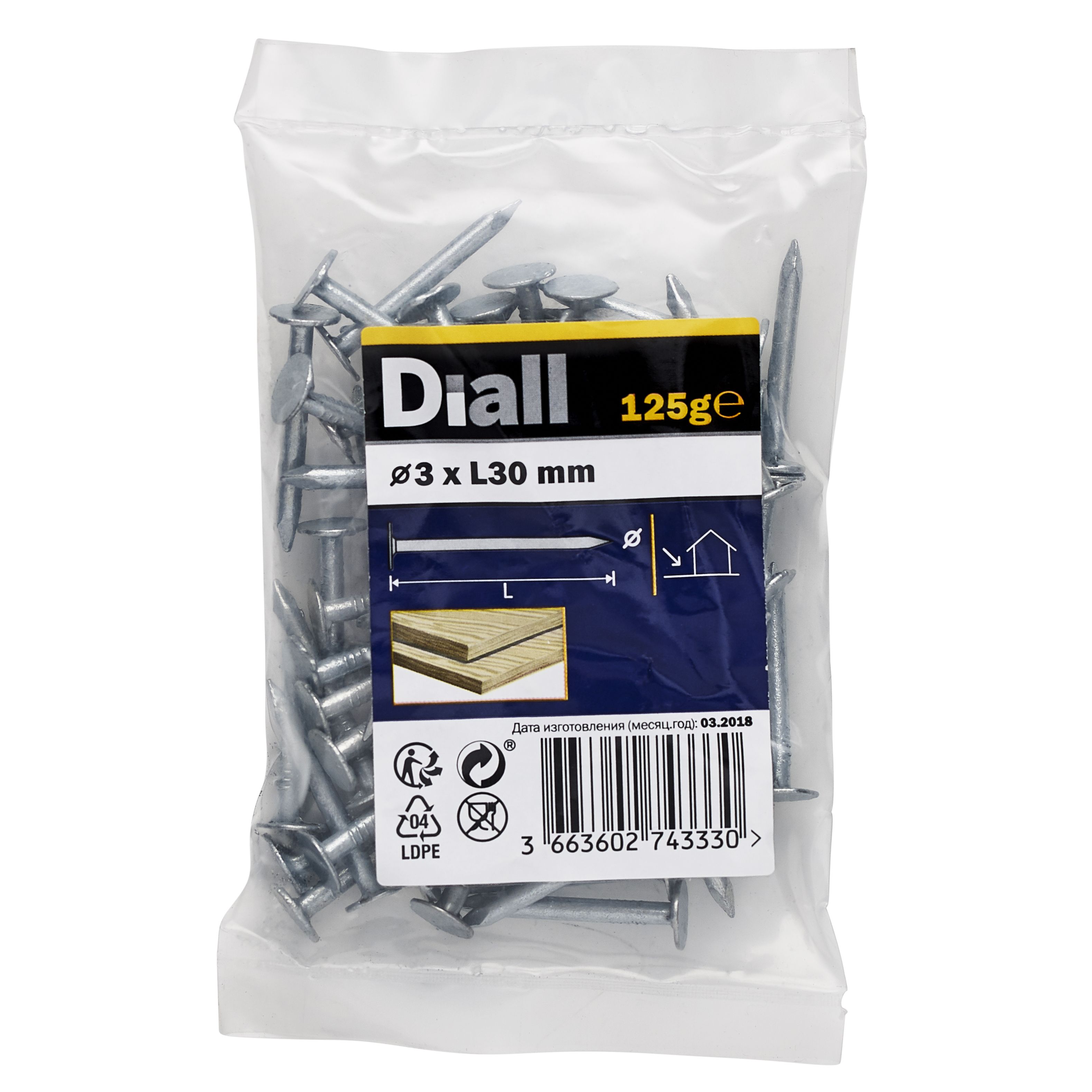 Diall Galvanised Clout nail (L)30mm (Dia)3mm 125g