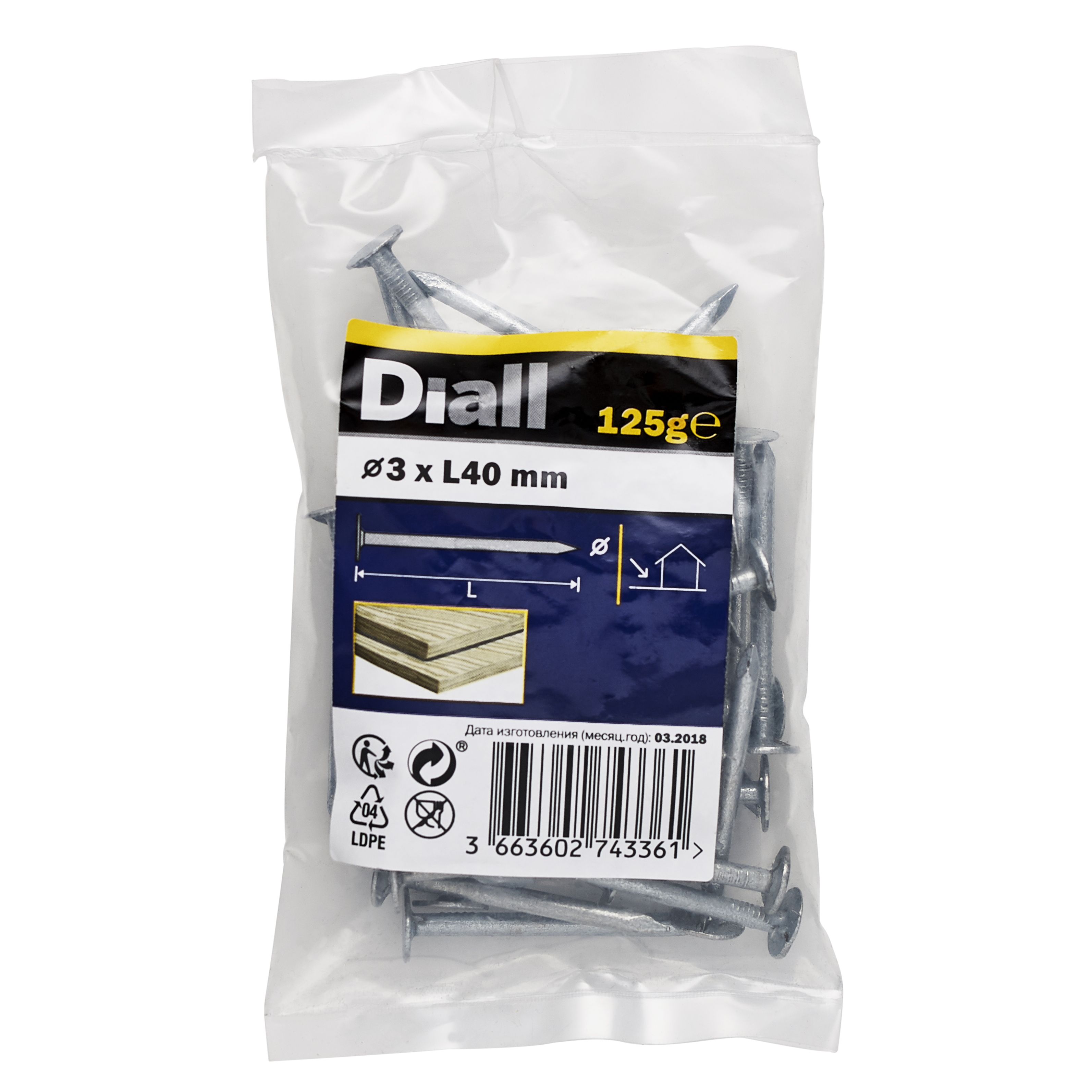 Diall Galvanised Clout nail (L)40mm (Dia)3mm 125g