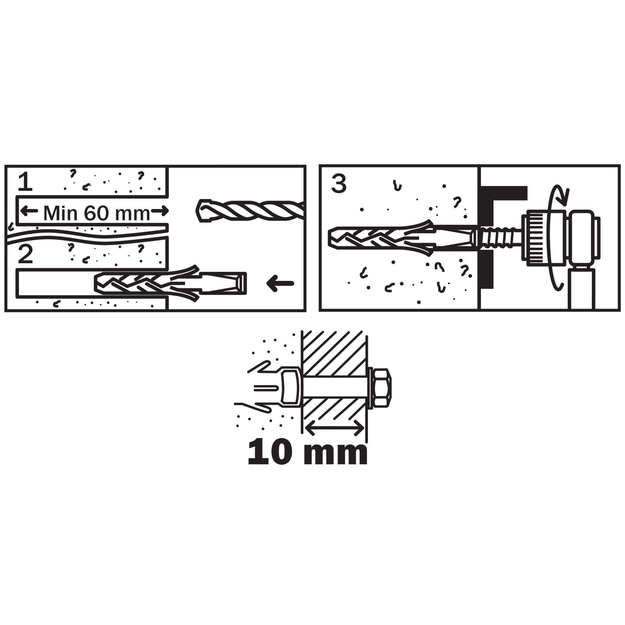 Diall Grey Multi-purpose screw & wall plug (Dia)10mm (L)50mm, Pack of 5