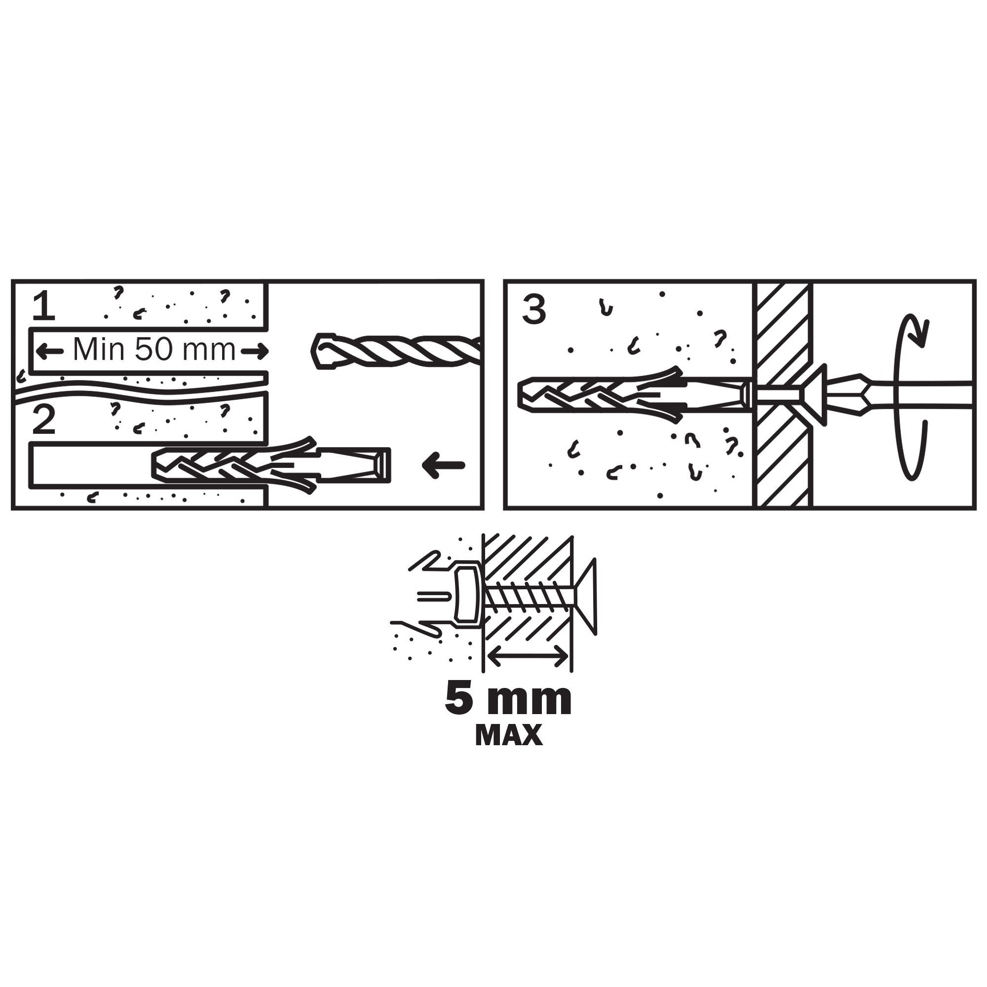 Diall Grey Multi-purpose screw & wall plug (Dia)8mm (L)40mm, Pack of 10