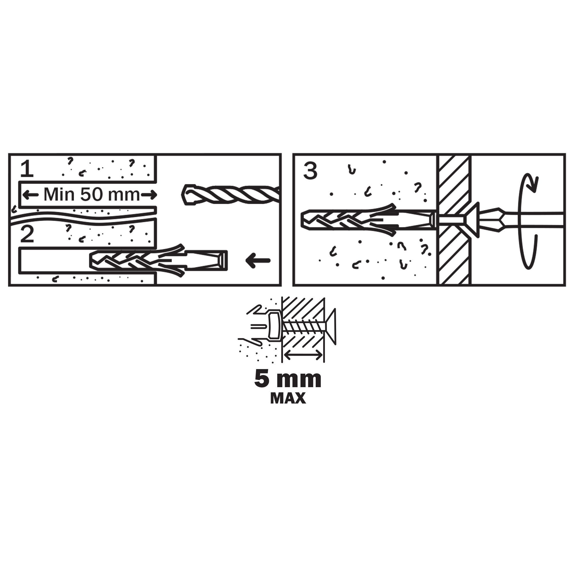Diall Grey Multi-purpose screw & wall plug (Dia)8mm (L)40mm, Pack of 50