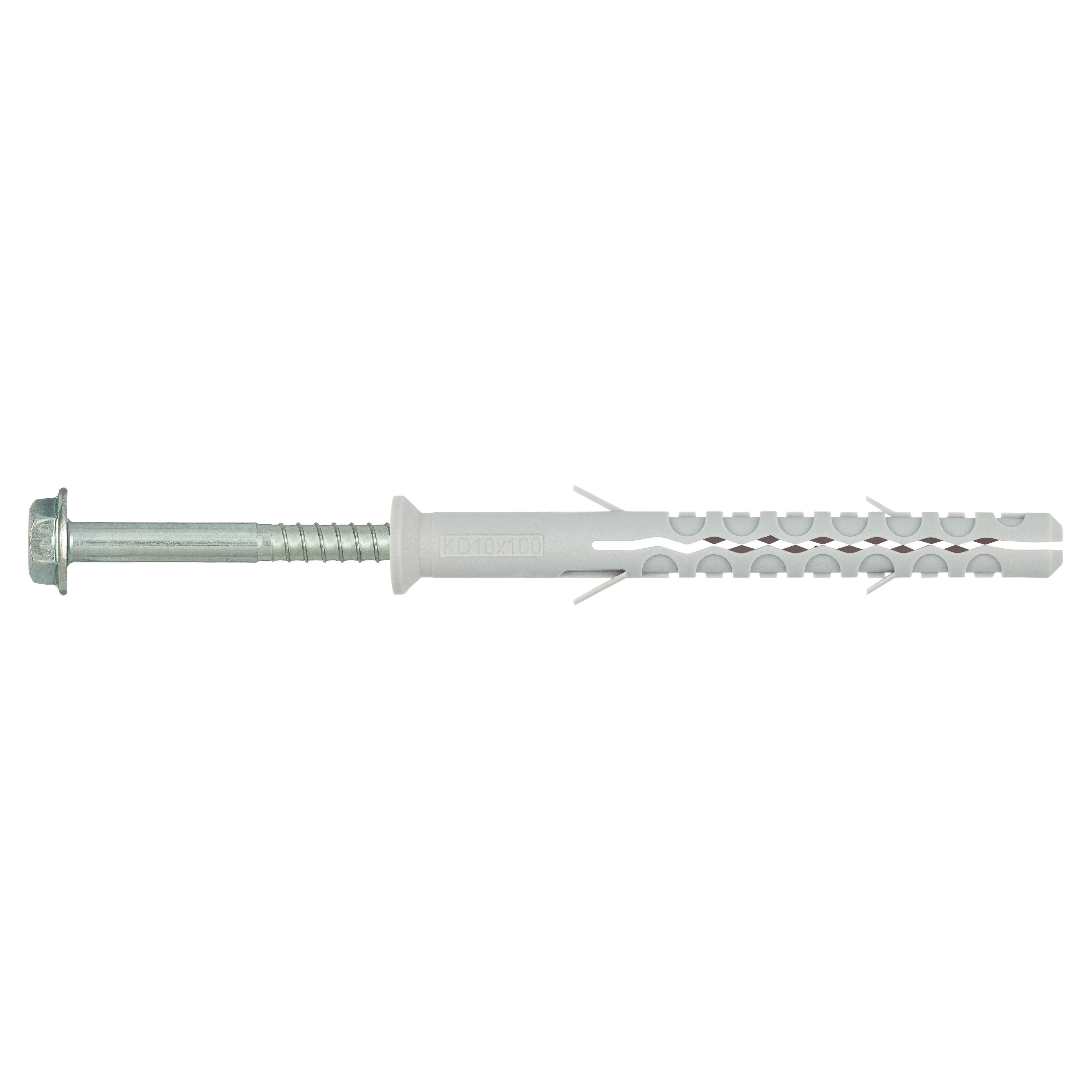 Diall Hex Grey Multi-purpose screw & wall plug (Dia)10mm (L)140mm, Pack of 6