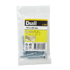 Diall Hex Zinc-plated Carbon steel Coach screw (Dia)6mm (L)40mm, Pack of 10