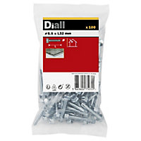 Diall Hex Zinc-plated Carbon steel Screw (Dia)5.5mm (L)32mm, Pack of 100