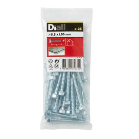 Diall Hex Zinc-plated Carbon steel Screw (Dia)5.5mm (L)50mm, Pack of 25