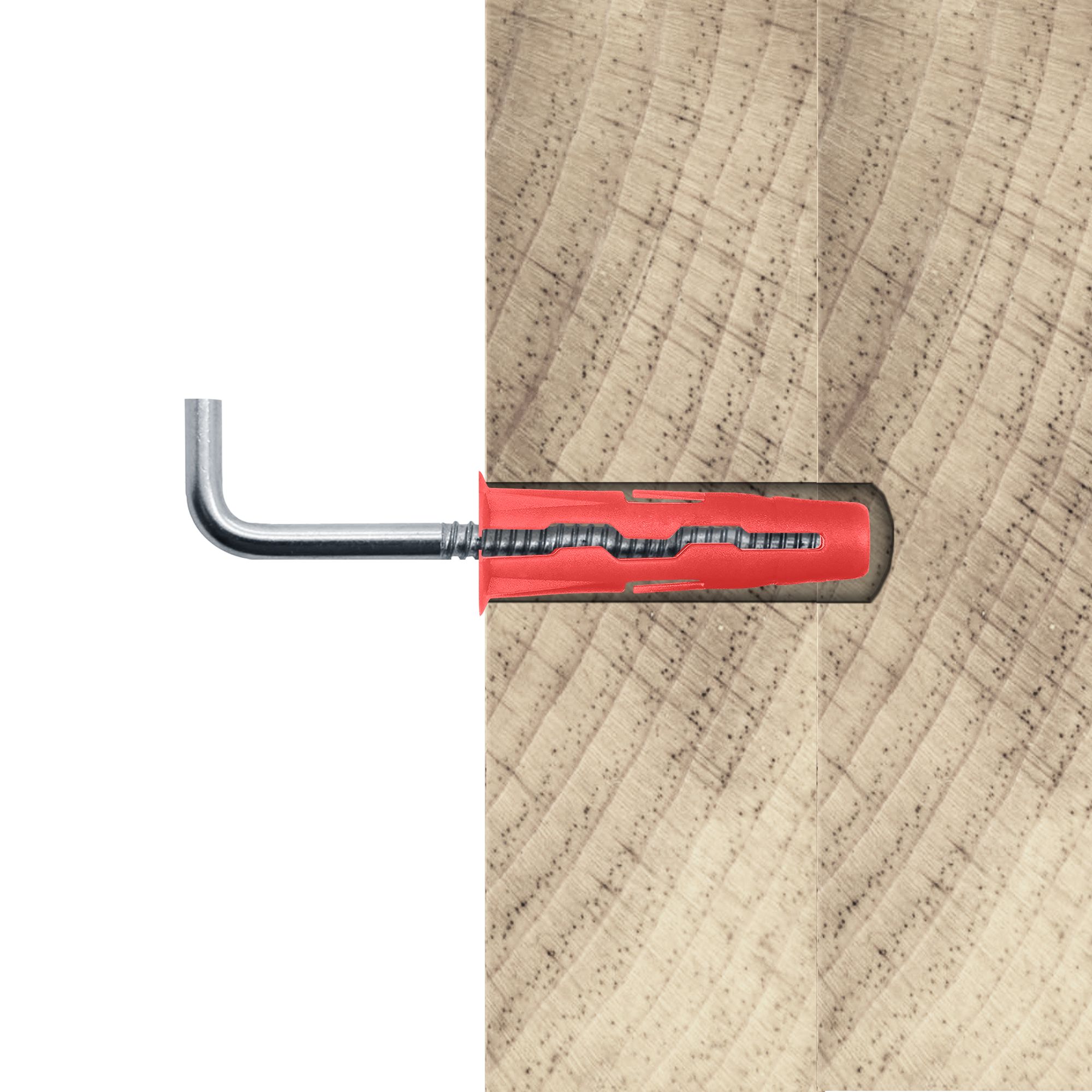 Diall L hook with wall plug (Dia)6mm (L)28mm, Pack of 2