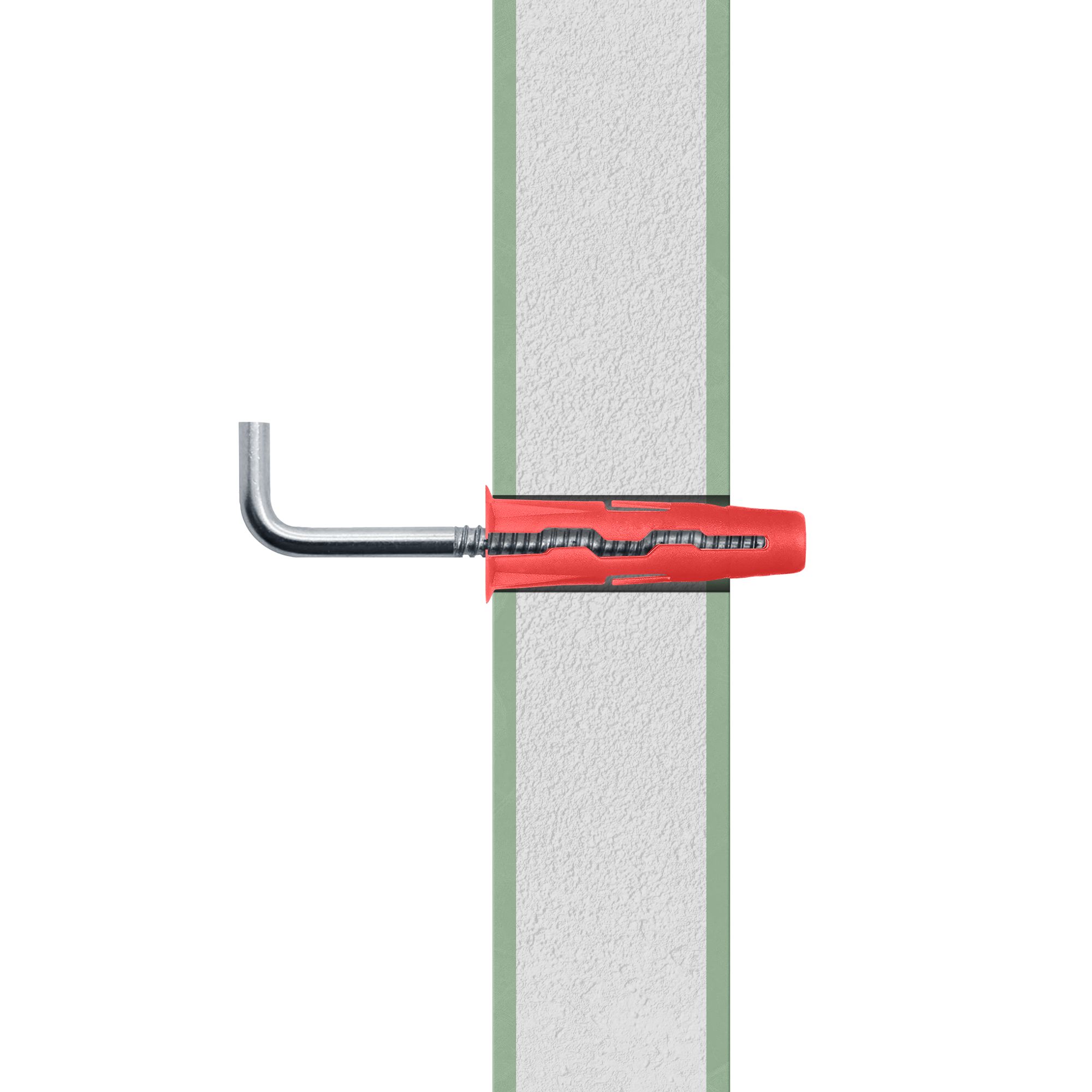 Diall L hook with wall plug (Dia)6mm (L)28mm, Pack of 2