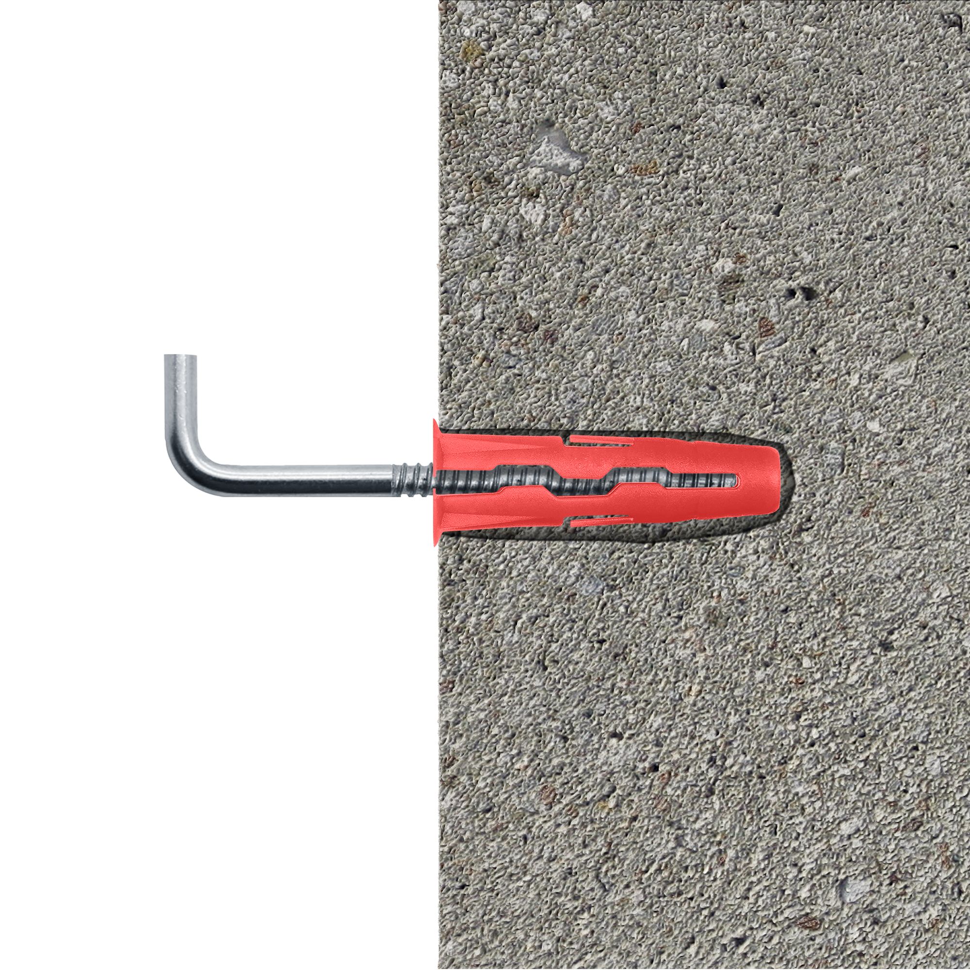 Diall L hook with wall plug (Dia)6mm (L)28mm, Pack of 2