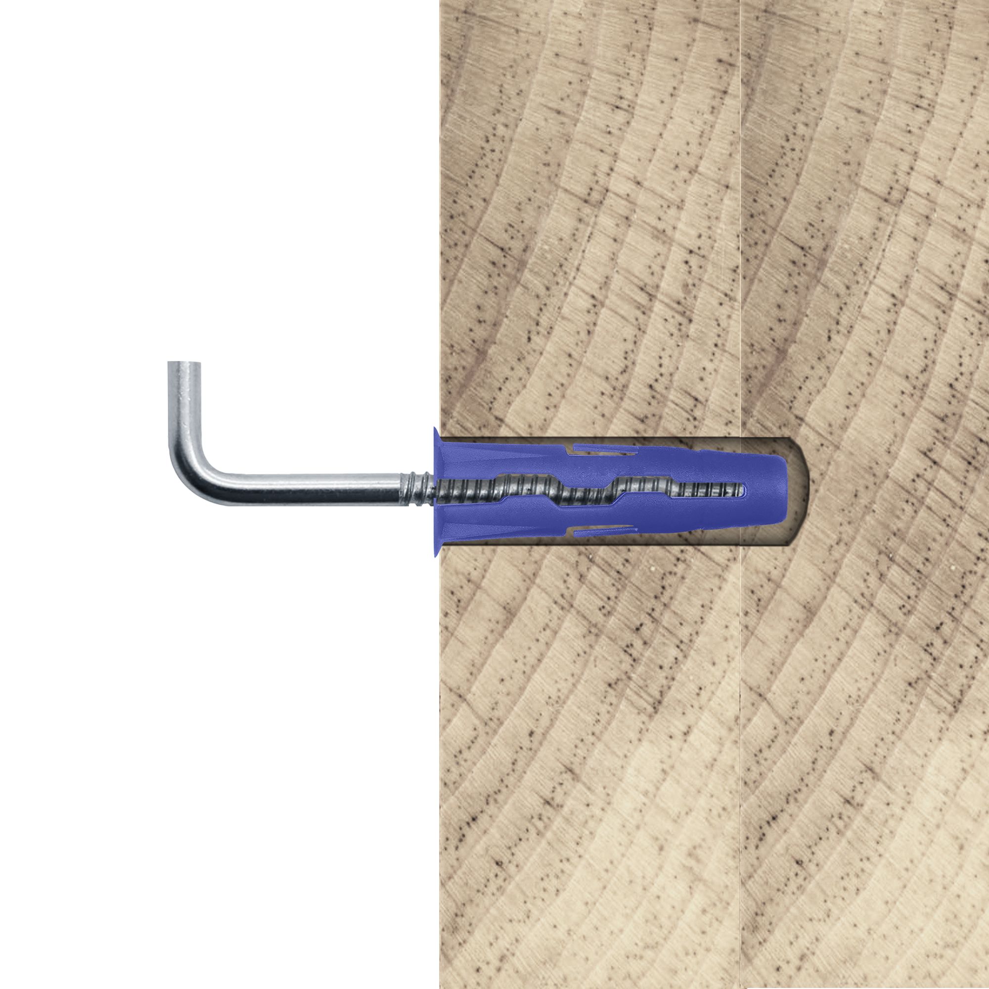Diall L hook with wall plug (Dia)8mm (L)32mm, Pack of 2